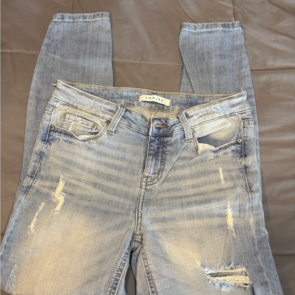 Eunina Light Blue Distressed Skinny Jeans